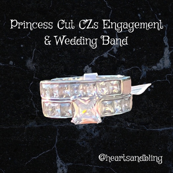 💎ONE LEFT sz 8💎Engagement Ring 3.35 TCW Middle Stone & Matching Wedding Band - Picture 4 of 10